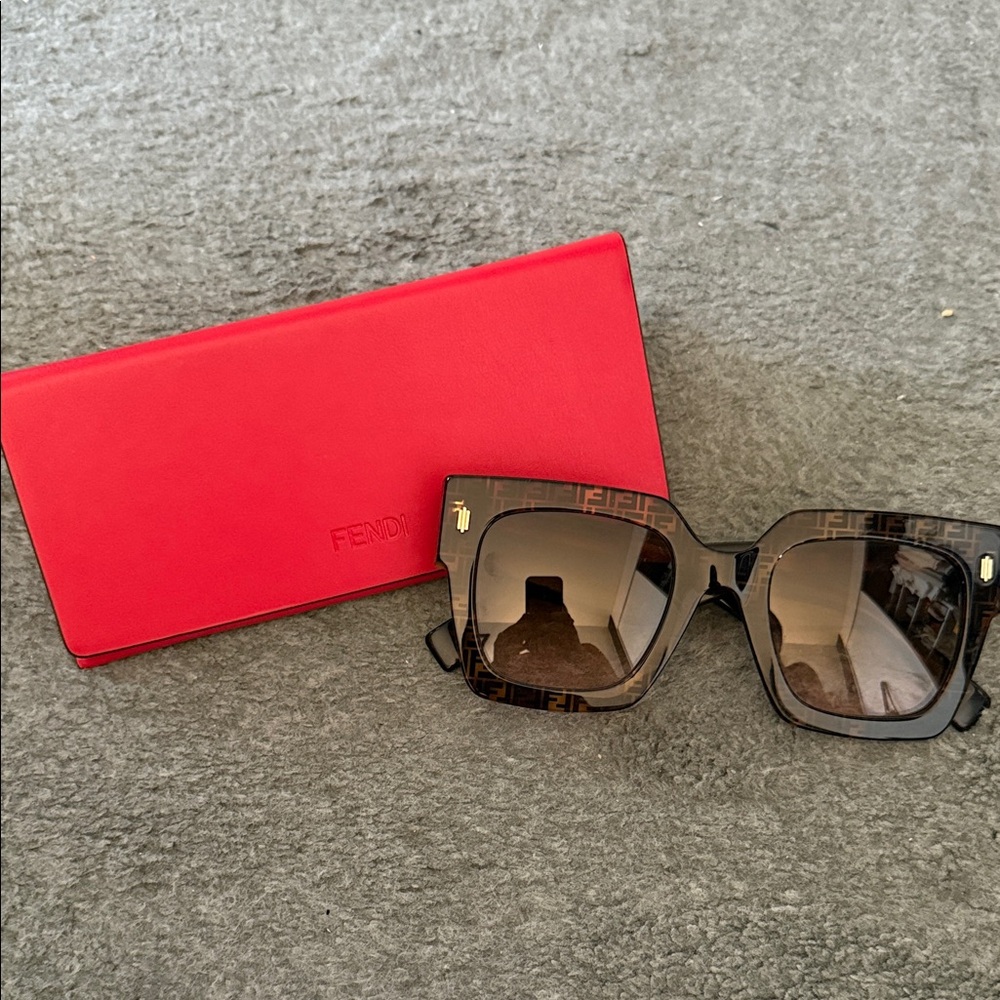 Fendi Designer Sunglasses with Red Case